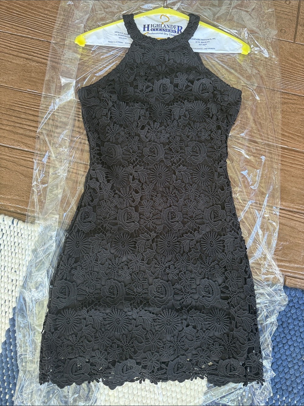 Lulu's Black Floral Lace Halter Mini Dress
